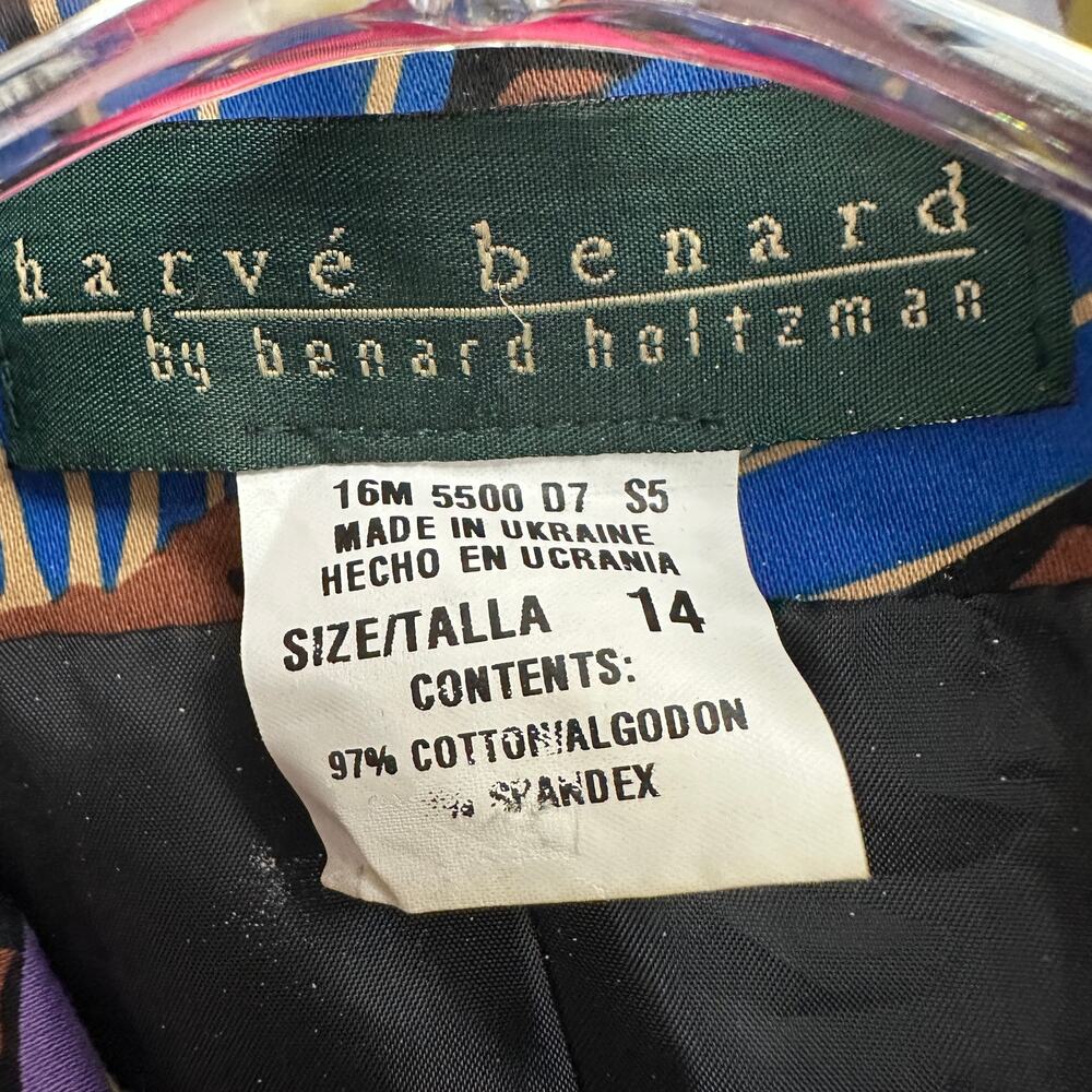 Harve Benard Women Jacket Size‎ 14 Floral Mod Artsy Retro Statement Bold Print - Picture 3 of 7